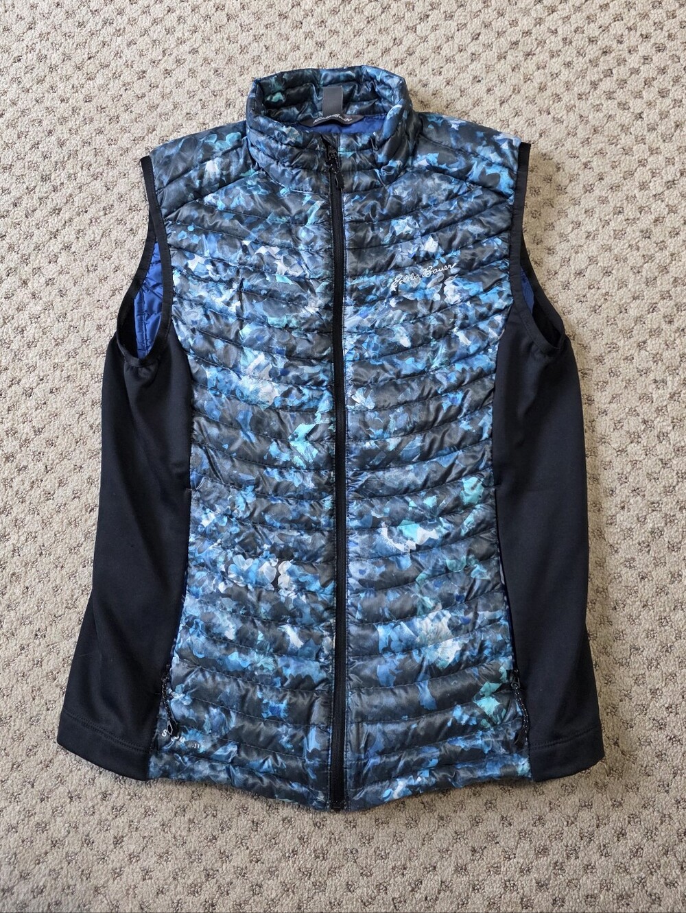 Eddie Bauer First Ascent Down Fill Quilted Hybrid Vest - Blue Pattern